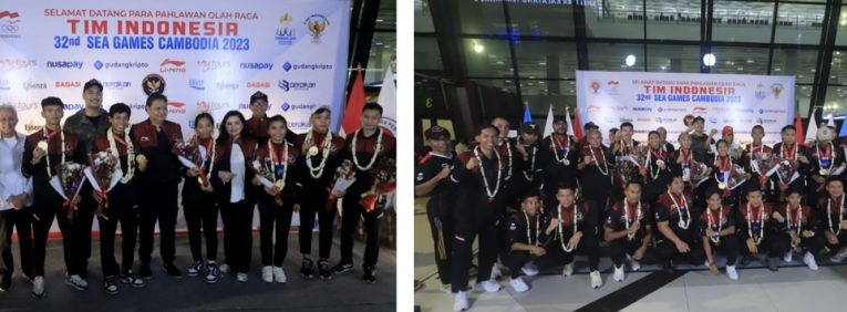 Atlet Wushu dan Atletik Indonesia Tiba di Tanah Air dari SEA Games 2023 Kamboja