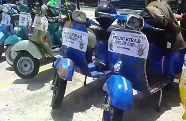 Komunitas Vespa Konvoi Sambut Kirab Api PON XXI Aceh-Sumut 2024 di Lhokseumawe